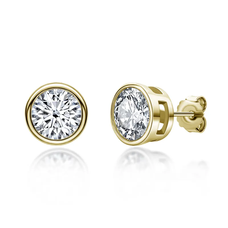 LESF 925 Silber Weiß Gelb Farbe Stud Luxus Sona Diamant Design Ohr Schnalle Ohrringe Frauen Schmuck