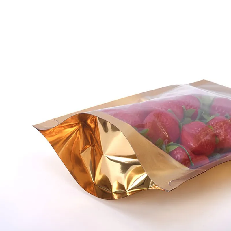 1000 Teile/los Gold Aluminisierte Stand Up Lagerung Tasche Paket Fall Wiederverschließbare Zipper Lock Pack Beutel für Lebensmittel Tee Süßigkeiten