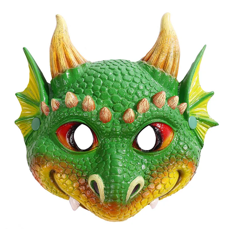 PU-Drachen-Cosplay-Maske für Kinder, Halloween, Ostern, Karneval, Kostümmasken in 5 Farben, Maskerade-Requisiten, Maske HNA19004