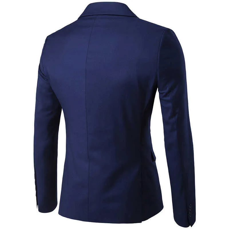 Costumes pour hommes d'affaires formelles Slim Fit Bleu marine veste + pantalon + gilet 2019 Printemps Nouveau Costume de revers cranté à un bouton Homme X0909