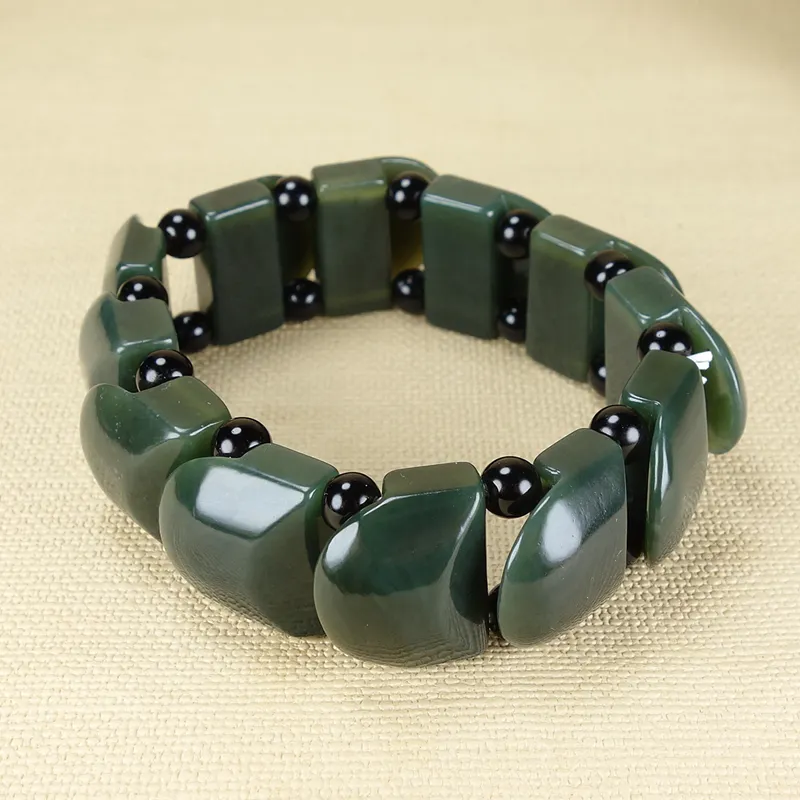 Bracciale in giada verde nero hetian naturale, perline, braccialetti in giada giadite, gioielli in giada, braccialetto natalizio 19 * 18mm