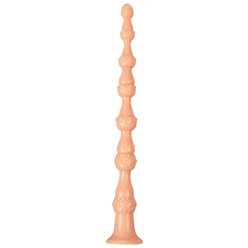 NXY Dildos Anal Toys 54cm Super Long Lin Pattern Spherical Backyard Pull Bead Soft and Interesting Plug Male Female Masturbation Device Adult Sex 0225