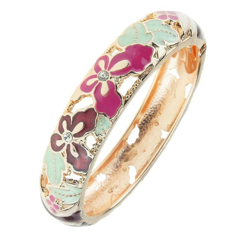 Ujoy Cloisonne Cuff Bracelet Beautiful Butterfly Bangle Trendy Jewelry Vintage Accessories 88a09 Q0717