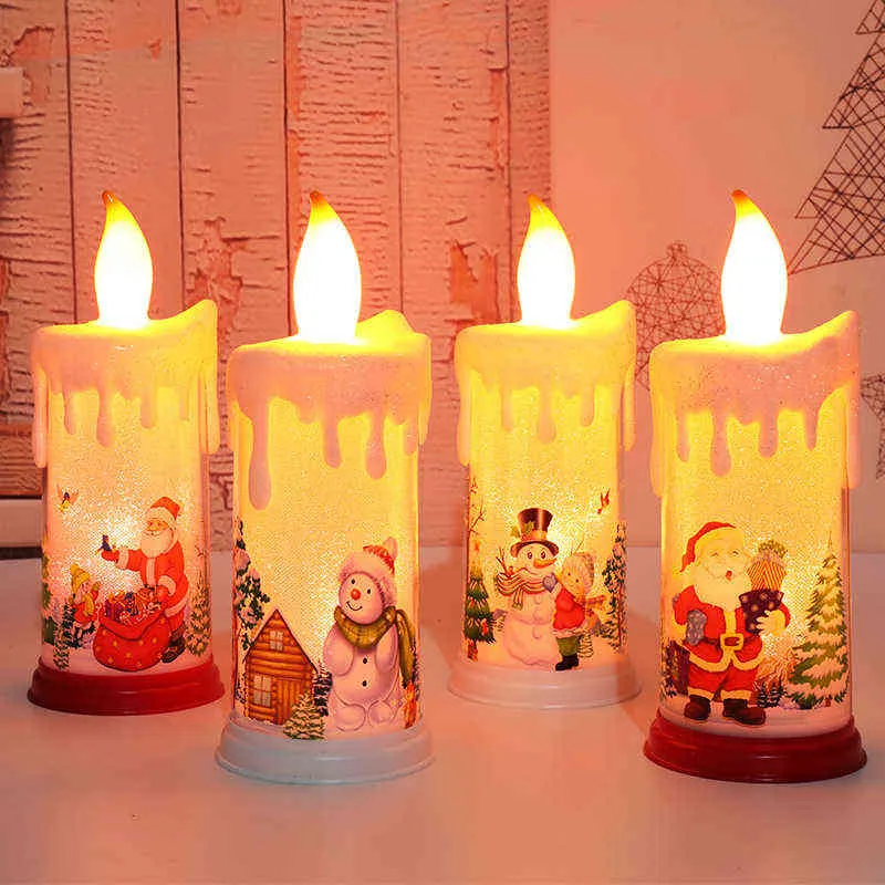 عيد ميلاد سعيد الحلي للمنزل بقيادة محاكاة اللهب شمعة سنة زخرفة عيد الميلاد ديكور المنزل هدية نافيداد 211104