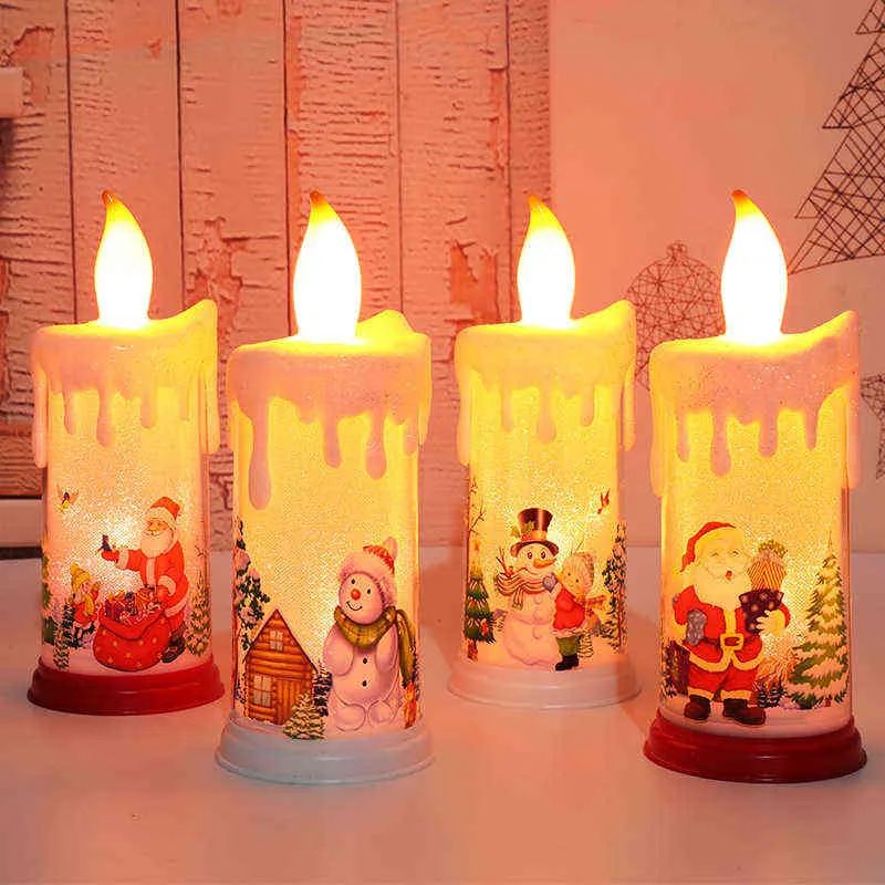 Wesołych Świąt Ozdoby do domu LED Symulacja Płomień Świeca Rok Christmas Decoration Home Decor Xmas Gift Navidad 211104