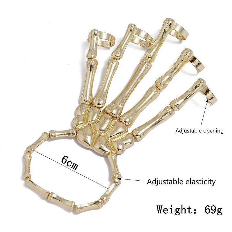 Halloween Bracelet for Women Gothic Punk Hand Skull Skeleton Elasticity Adjustable Bracelet Bangles Femme Party Accessories Q0719