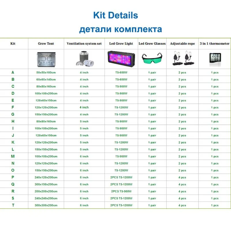 Greenhouse Growt Tent Kit Full Spectrum LED Growth Plant Light Grow Box نظام مائي 4 6 8 الكربون المنشط 2709