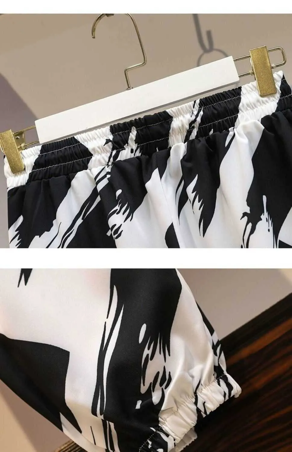 Baggy Harem Pants High Waist Drawstring Black White Print Thin Loose Casual Streetwear Women's Summer Capri Pants Q0801