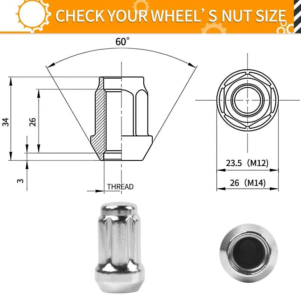 Mikkuppa M12X1.25 для Infiniti / Altima / Maxima / Subaru Aftermarket колесо 20 шт. Хромированные закрытые