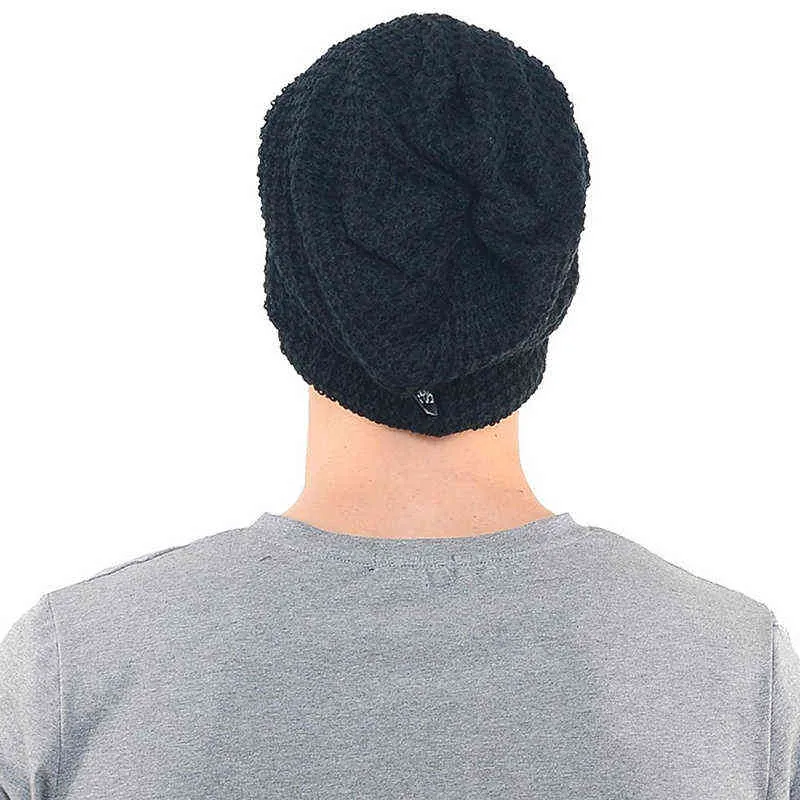 Herren Slouchy Long Beanie Strickmütze für Sommer Winter Oversize schwarz Y21111