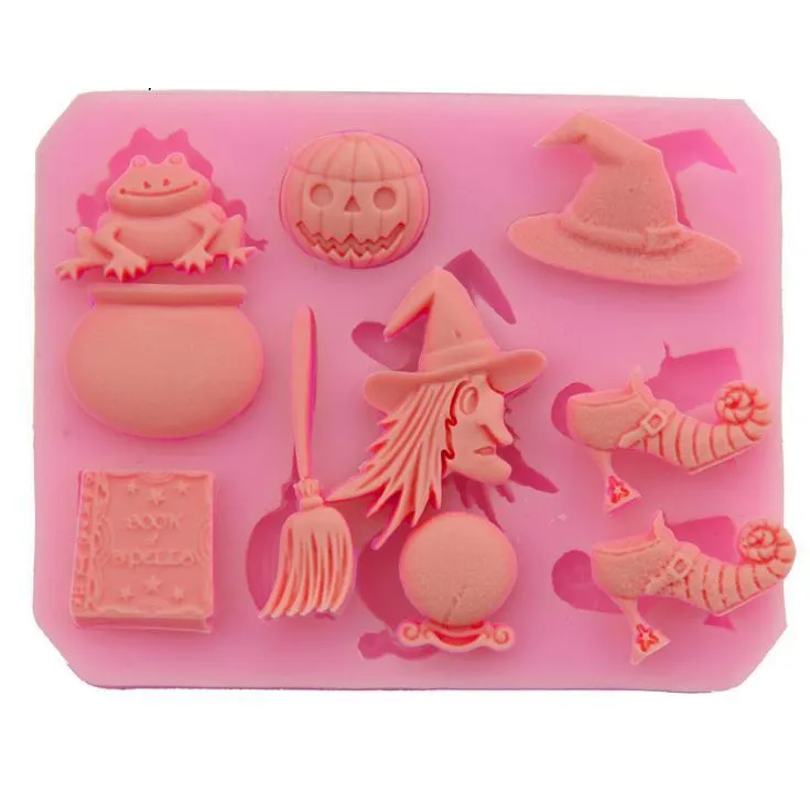 Halloween Silicone Cake Biscuit Mould Witch Pumpkin Chocolate Candy Mould High Temperature Diy Decoration Baking Kitchen Tool