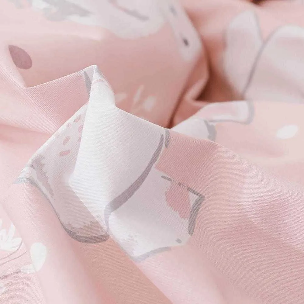 White Bunny Rabbit Pink Duvet Cover Set Cotton Bedlinens Twin Queen King Flat Sheet Fitted Sheet Bedding T200414321c