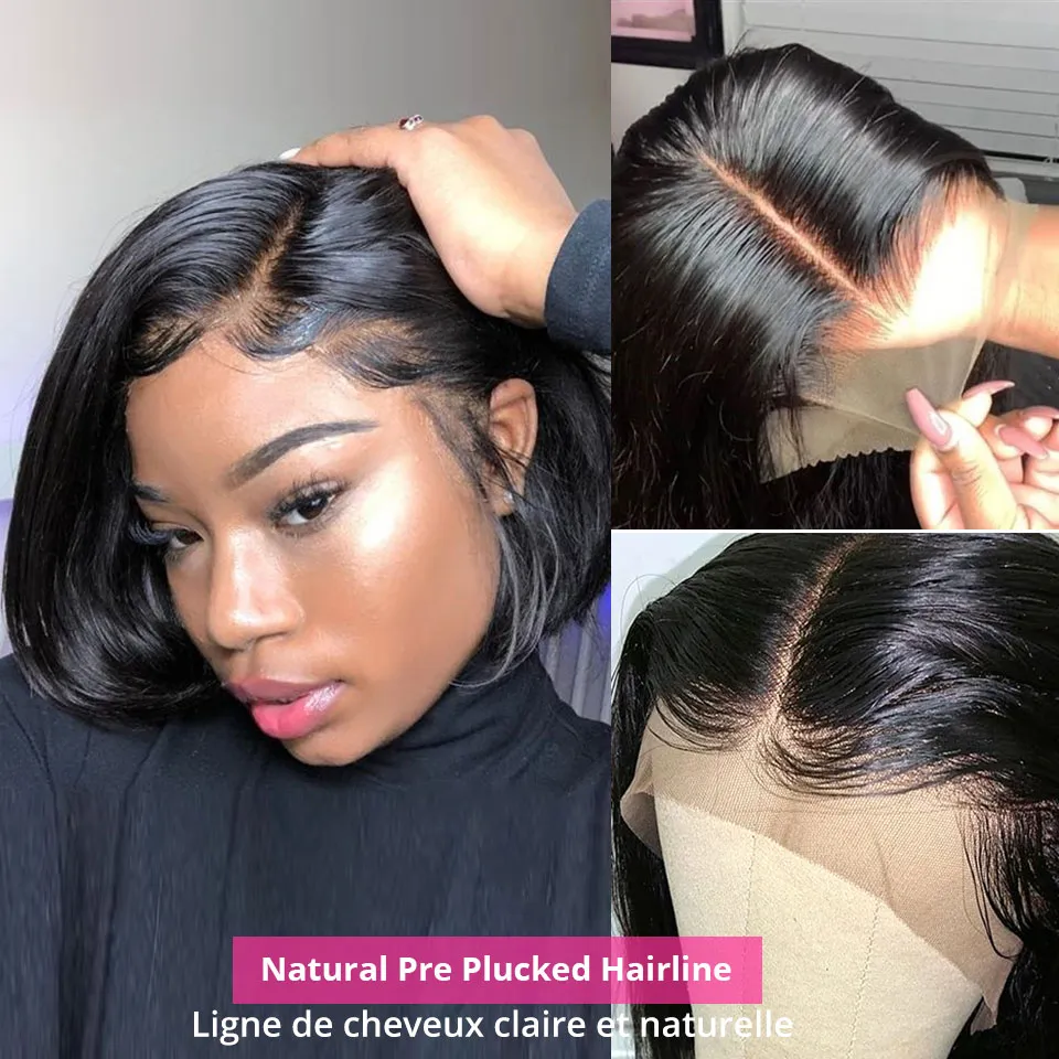 The New Short Brazilian Straight Bob Wig 4X4 Straight Closure Wig 13x6 13x4 Lace Frontal Wigs Pre-Pucked Lace Closure Wig for Women Glueless Human Hair Wigs
