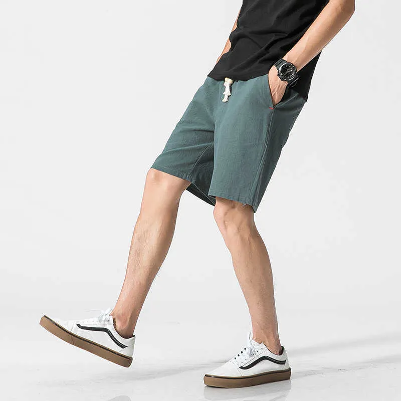 Shorts Men Cotton Linen Casual Shorts Mens Sweat Pants Summer Breathable Comfortable Drawstring Soft Shorts Men Streetwear Pants 210720