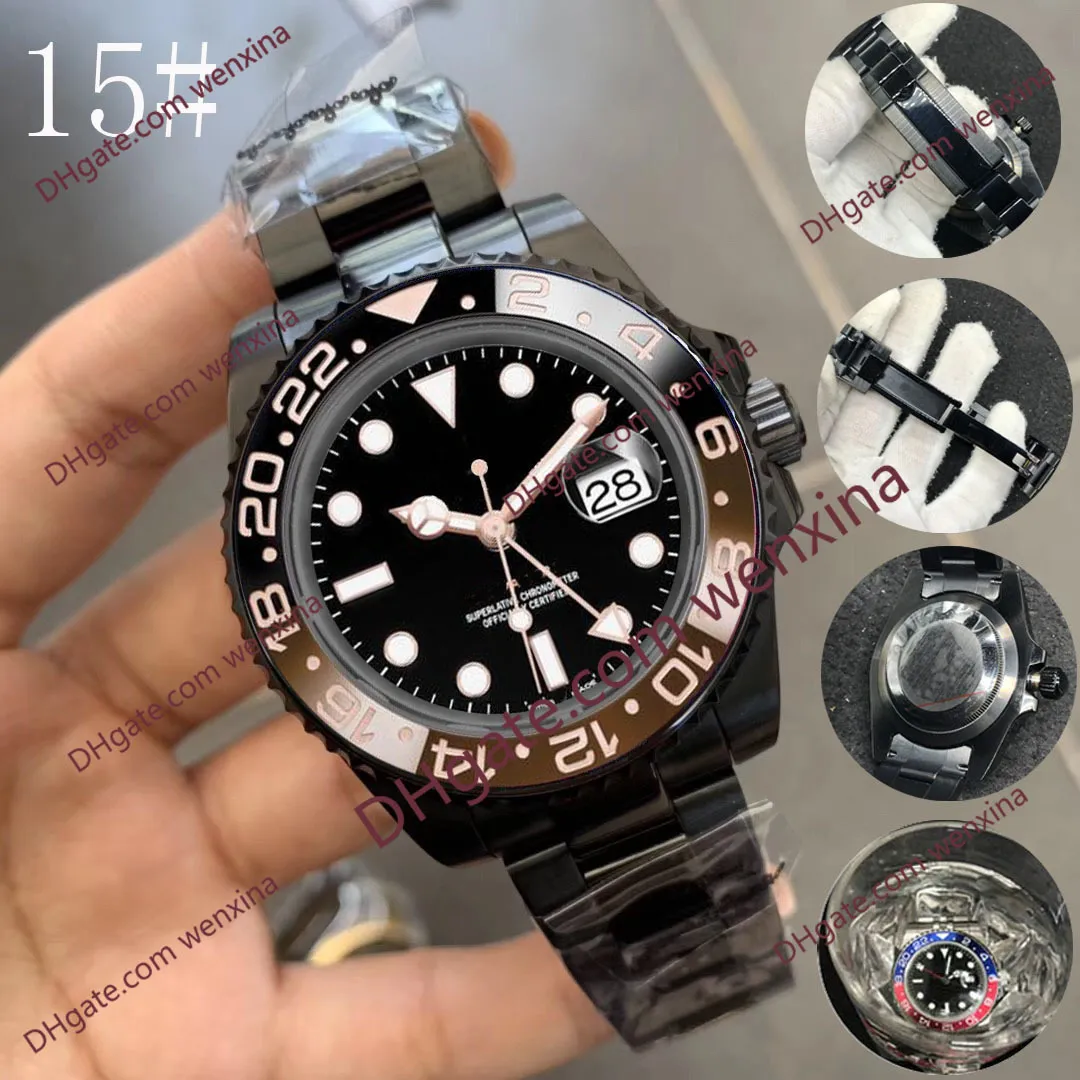 15 Высококачественные часы, 40 мм, маленькая стрелка, регулируется отдельно, черные, автоматические, нержавеющая сталь 2813, Montre de luxe, водонепроницаемые мужские 334K