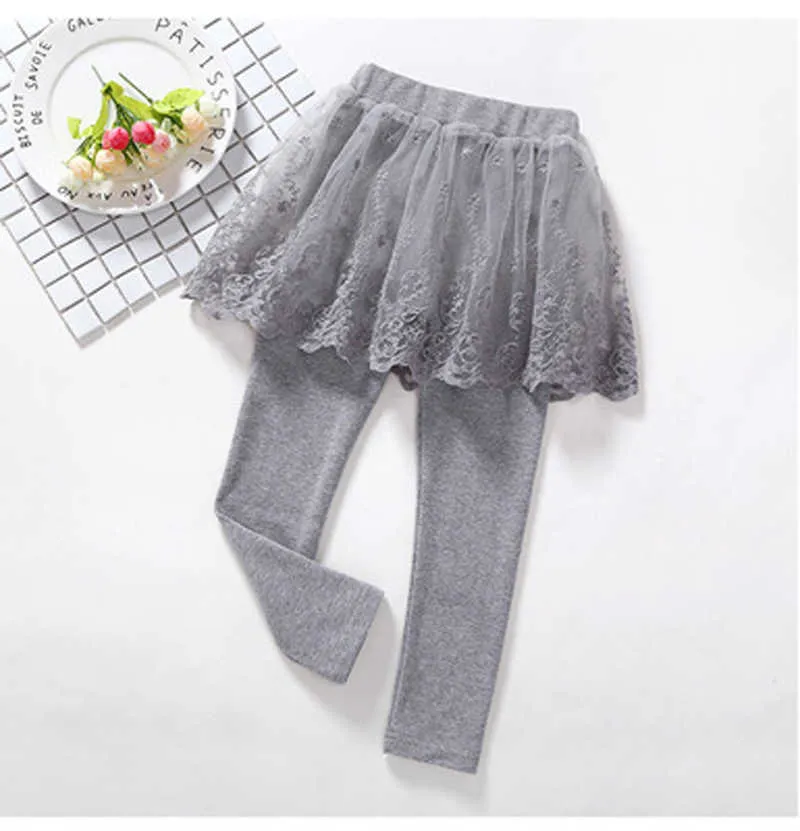 Baumwolle Baby Mädchen Leggings Spitze Prinzessin Rock-Hosen Frühling Herbst Kinder Slim Rock Hosen für 2-6 Jahre 210611