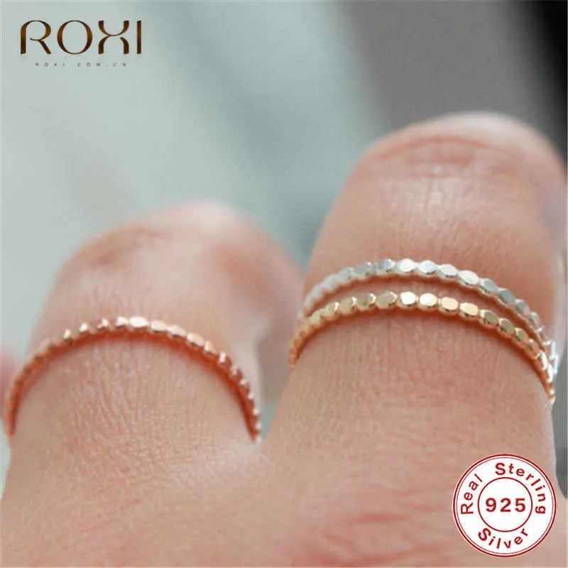 Roxi 925 Sterling Gümüş Yüzük Kadınlar için İnce İstifleme Boncuklu Halkalar Düğün Band Sonsuzluk İstifleme Yüzüğü Parmak Takı Kız Hediye Q1694989