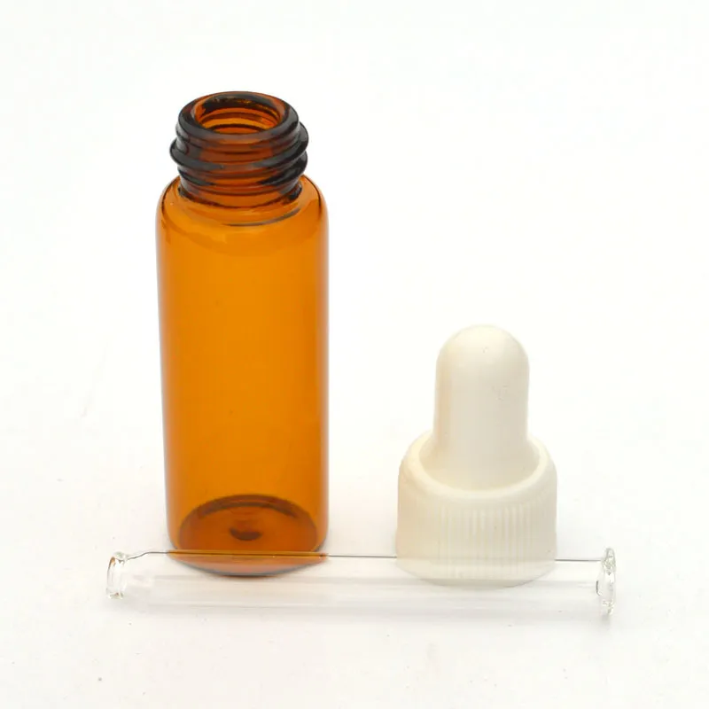 Amber 5ml Glass Bottle Sample Vial For Essential Oil Perfume Tiny Portable