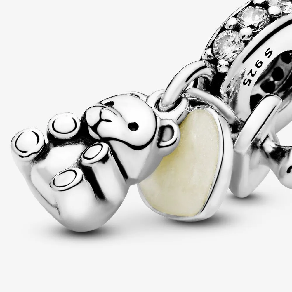 Ciondoli pendenti in argento sterling 100% 925 con orsetto bambini adatti al braccialetto europeo originale con ciondoli moda donna fidanzamento matrimonio gioiello276K