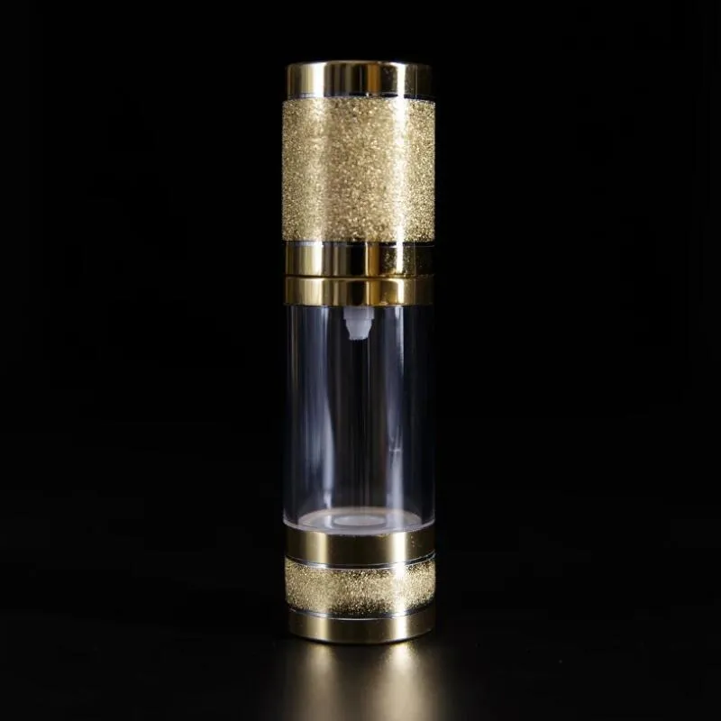 15ml 30ml 50ml Gold Glitter Diamond Bottiglie vuoto senz'aria di lusso Emulsione Lozione Fragranza Profumo Flacone spray 10 pz / lotto