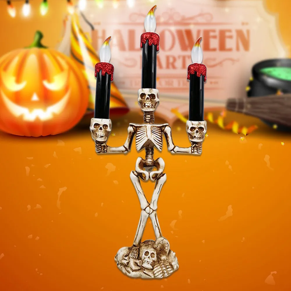 Led Candle Light Skeleton Halloween LED Candelabra Skull Party Lamp Halloween Decoration Lights Ghost Festival Atmosphere Y201006184Y