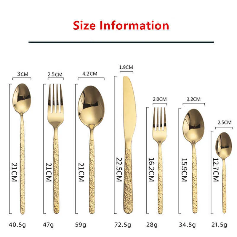 Zestaw ze stali nierdzewnej Zachodni Zestaw Nóż Widelec Spoon Kolacja Zestaw Deserów Obiadowa Stek Naczynia 210709