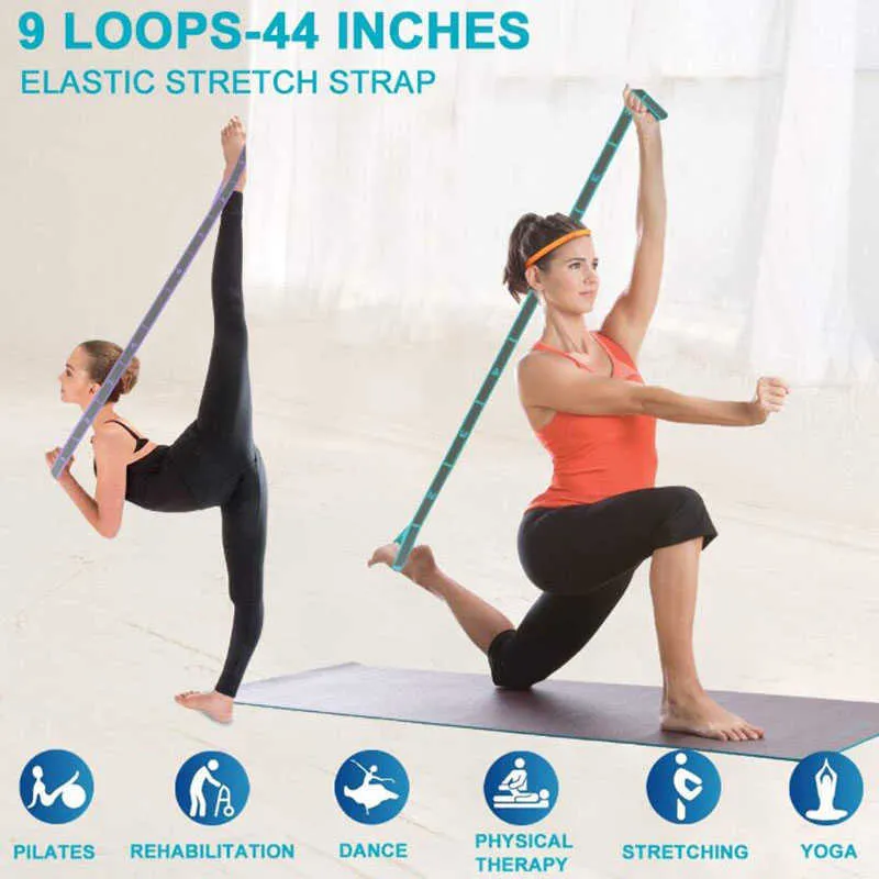 Yoga bande élastique bande de résistance équipement de fitness 9 anneaux aide à l'étirement équipement de gymnastique multifonction exercice à domicile portable H1026