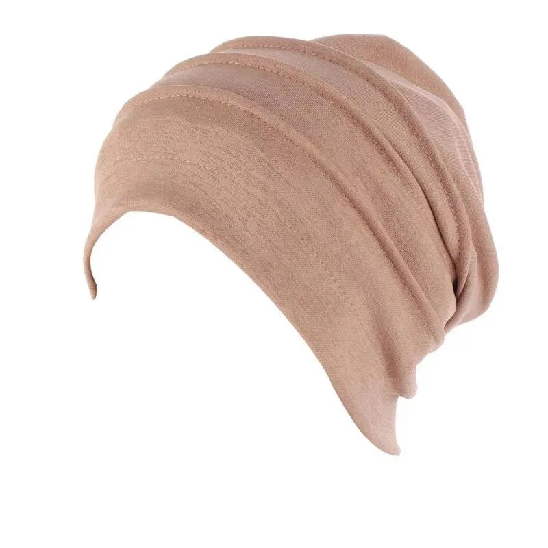 2021 Soft Elastic Turban Hat Сплошной Цвет Женщины Теплый Зимний Зимний Платки Капот Внутренние Хиджабы Крышка Мусульман Hijab Femme Wrap Head