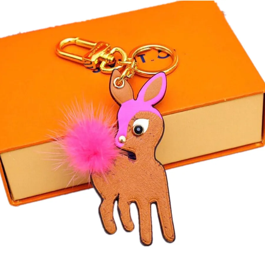 Brand Design Couples Key Wallet Valentine's Day Baby Doe Bag Decoration Keychain Cute Deer Keyring For Girlfriend Luxury Lett2458