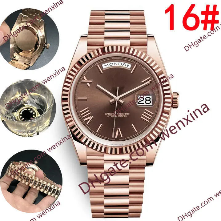 20 Colour High Quality Deluxe Yellow Rose Gold President Face Big Date Automatic Mechanics watch Waterproof Stainless Steel Mens W6924500