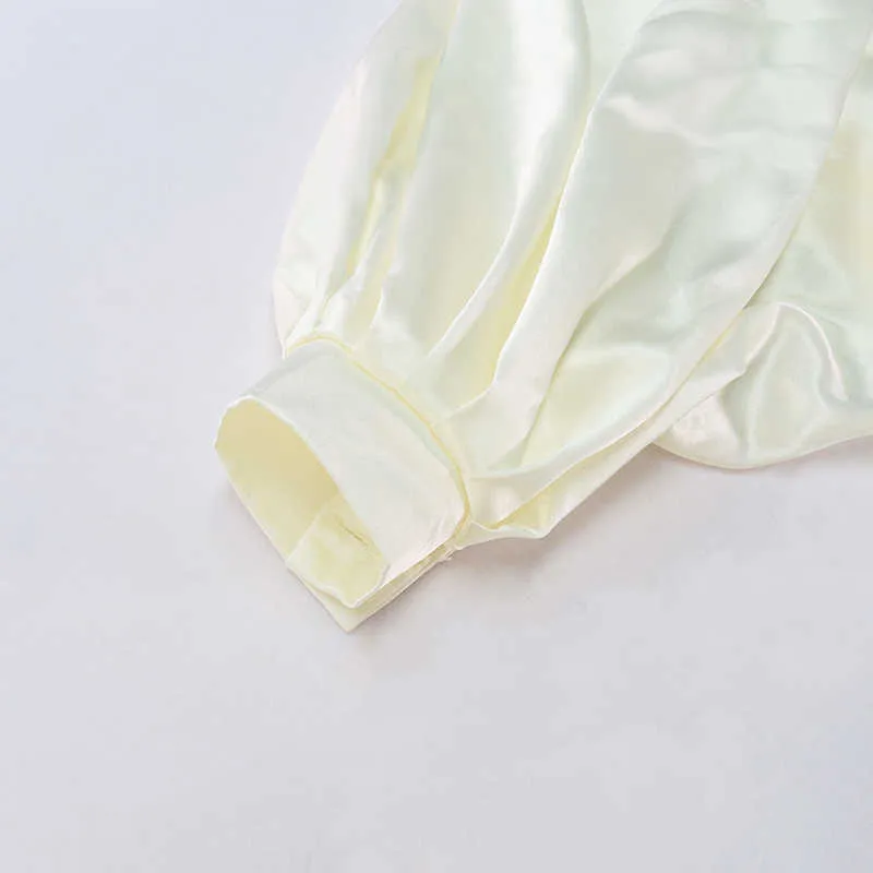 Colysmo Mini Saten Elbise 2 Katmanlar Fener Kol V Boyun Fermuar Dantelli Bodycon Beyaz Yaz Kadın Zarif Chic Parti Robe 210527