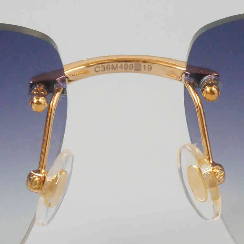 2024 Nuevo calidad de alta calidad 10% de descuento en diseñador de lujo Nuevas gafas de sol para hombres y mujeres 20% de descuento en piedras de moda Diamond Diamond Rimless Rave Festival Shades Lunette Soleil Gasses