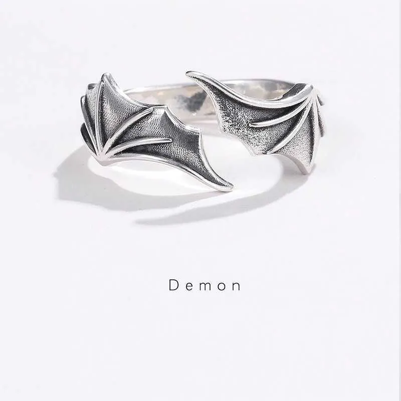 Angel and Devil s925 anillo de pareja de plata esterlina personalidad creativa hombres y mujeres amigos anillo amantes de la moda amor regalo X0715