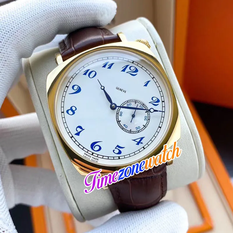 40mm Historiques American 1921 82035 Automatic Mens Watch 82035 000J-9964 White Dial 18K Yellow Gold Case Brown Leather Strap Watc2447