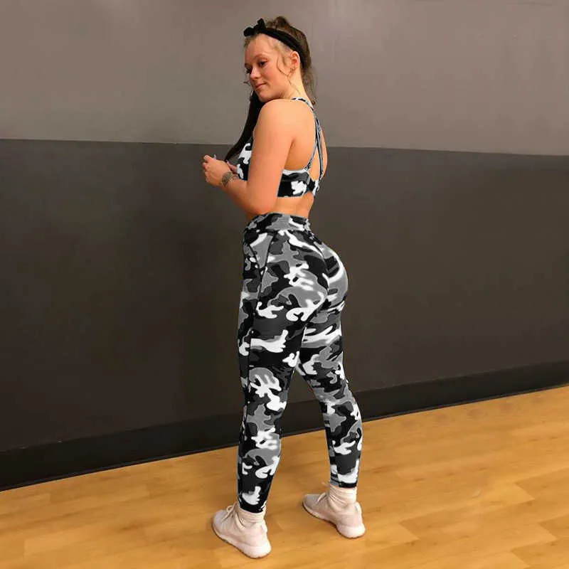 Kamuflaż drukowane legging push up jogging femme pantalon chudy ołówek legginsy sportowe fitness fitness wysokiej stretch siłownia odzież 210604