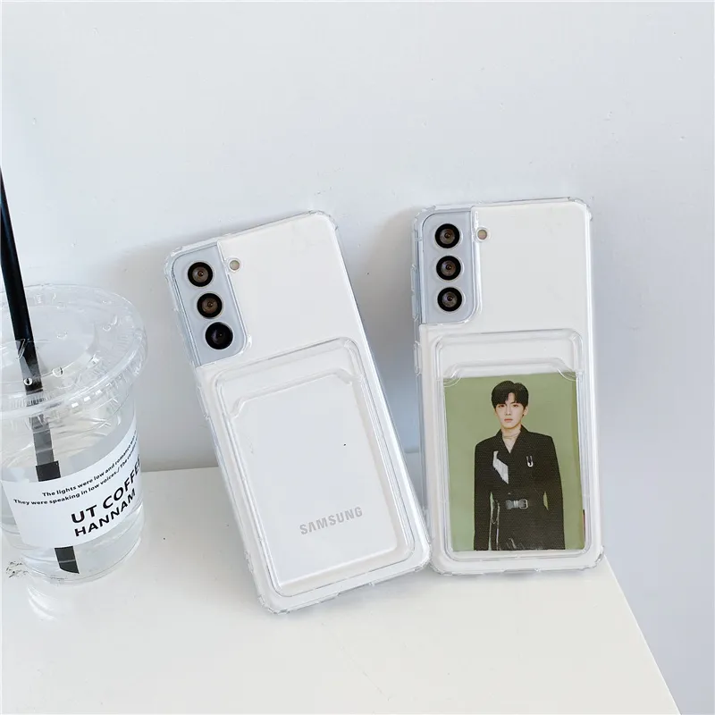 Étuis de téléphone portefeuille transparents avec porte-cartes, pour Samsung Galaxy S21 Ultra S20 FE S10 S9 S8 Plus Note 20 M51 M20 M31S M62