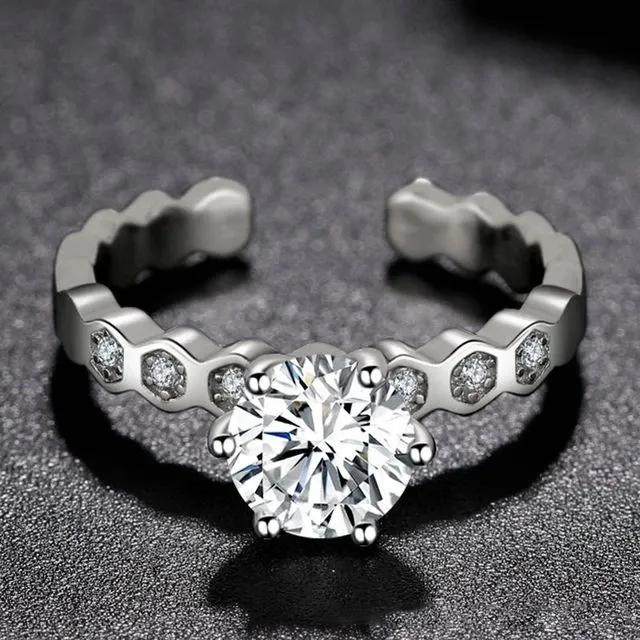 Japonais et coréen Moissanite 925 argent plaqué platine diamant couronne bague proposition mariage femme doux bijoux cadeau d'anniversaire