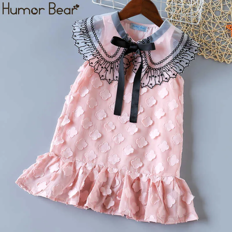 Летнее платье с изображением медведя юмора для девочек, новое милое праздничное платье принцессы с летящими рукавами, модная детская одежда