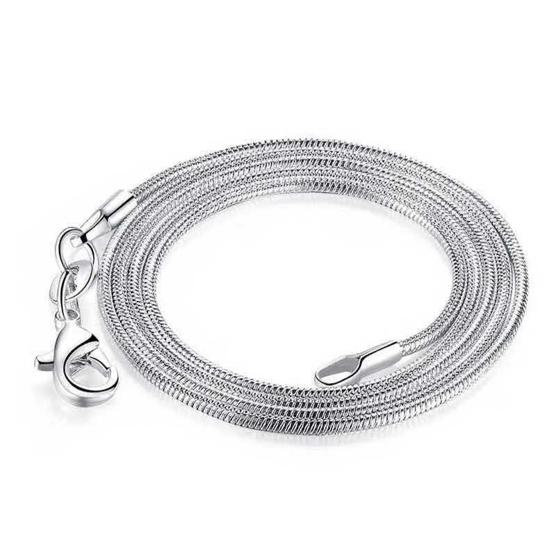 Aglover 50 Stück/Charge Promotion Großhandel 925 Sterling Silber 1 mm 16 18 20 22 24 26 28 30 Zoll Schlangenhalskette Modeschmuck