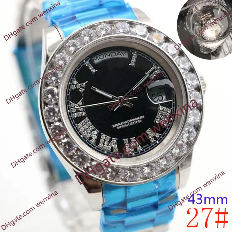 20 cores relógio de alta qualidade 43mm automático mecânico montre de luxe relógios 2813 relógio de diamante de aço inoxidável relógios masculinos impermeáveis