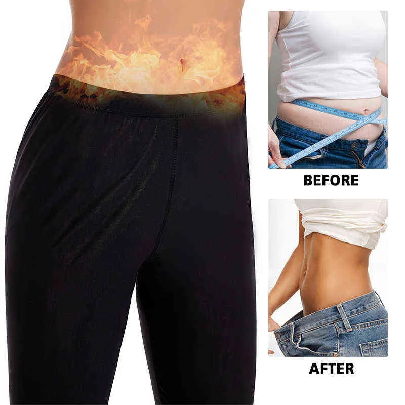 Slimming Pants Neoprene midjetränare Svett Bastu Shaper Women Mage Thermo Leggings Fitness Workout 2112304848438