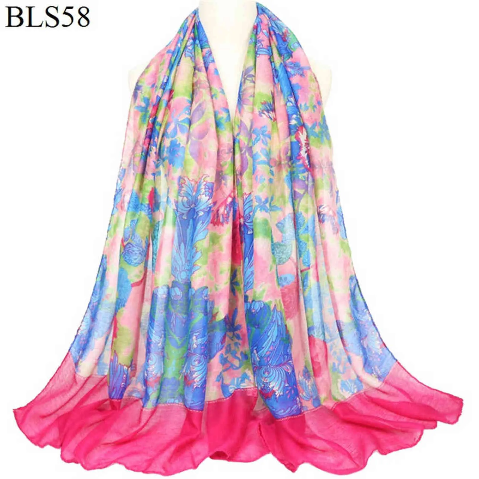 Marque Nouvelle Fleur Foulards Femmes Mode Grande Taille Imprimé Plage Wraps Et Châle Dame Printemps Bali Fil Coton Écharpe En Gros Y1108