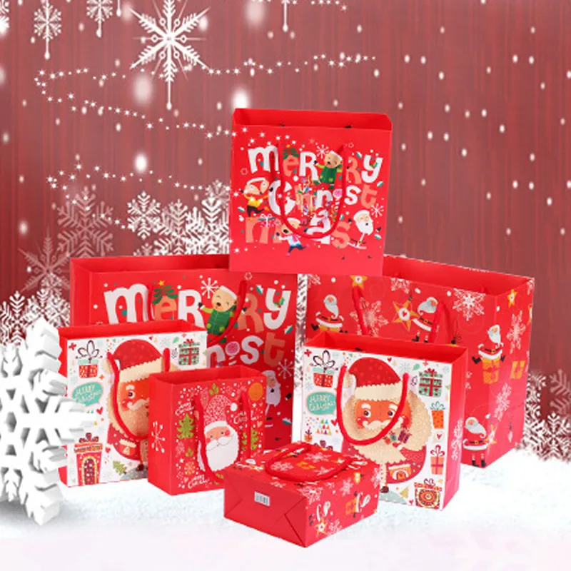 С Рождеством Рождество подарочная упаковка бумажная пакет с рождественским деревом упаковки снежинка конфеты Новый год Дети благоприятствуют сумки декорации 4022635