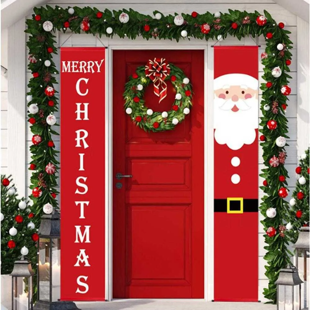 Nötknäppare Soldat Banner Juldekor för Hemma Merry Door Xmas Ornament Happy Year 2022 Navidad 211022324H