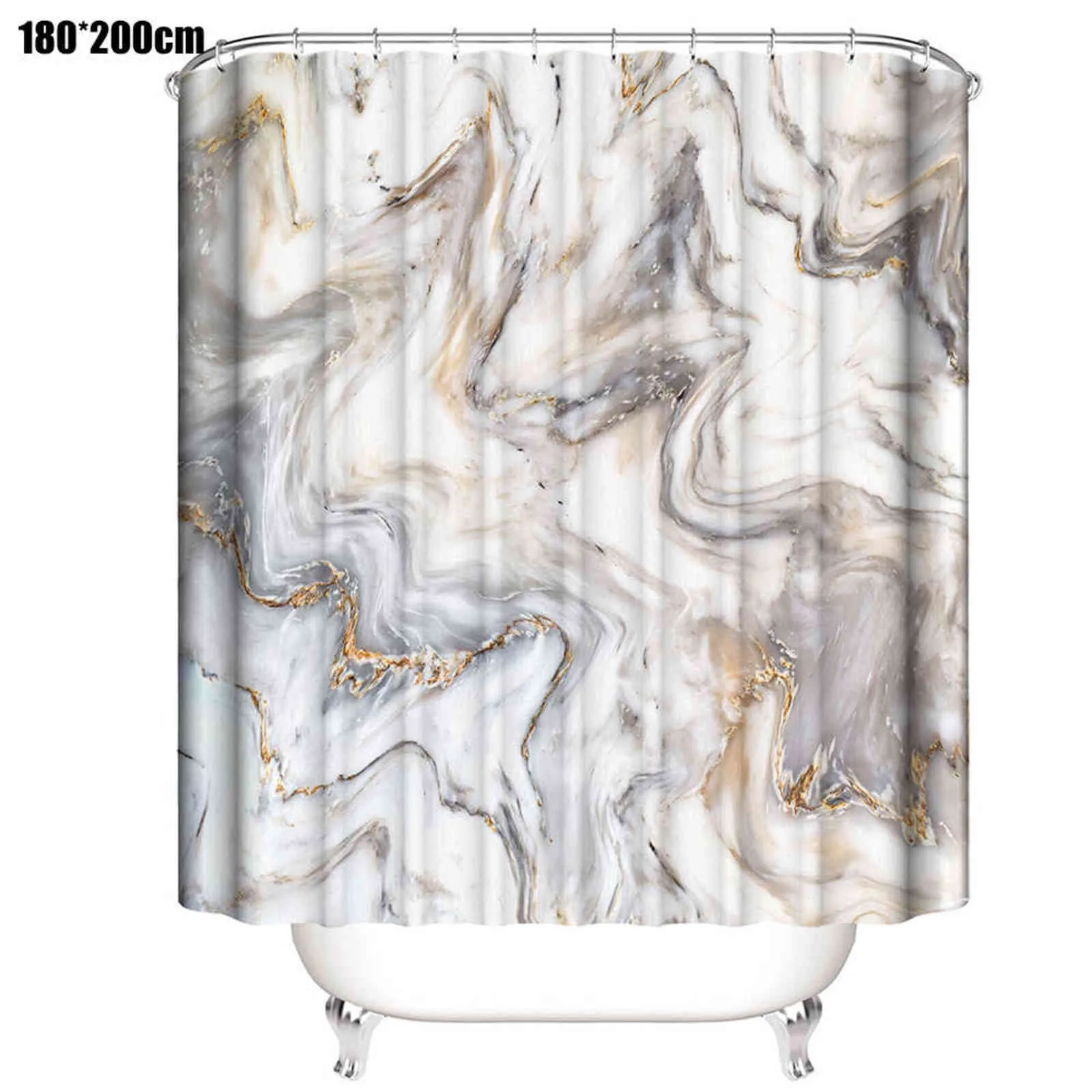 Art Marble Print Shower Curtain Modern Bathroom Washroom Decor Thick Bathtub Cover-curtains Waterproof Bathroom Curtains 211115