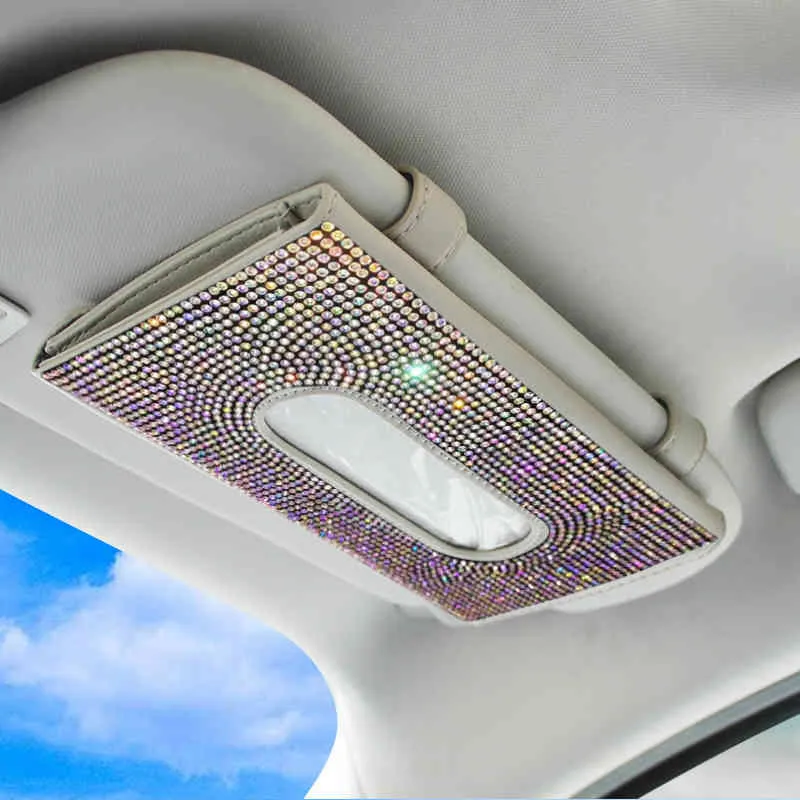 Voiture pare-soleil boîte diamant porte-papier de soie masque étui pare-soleil suspendu serviette Auto intérieur accessoires