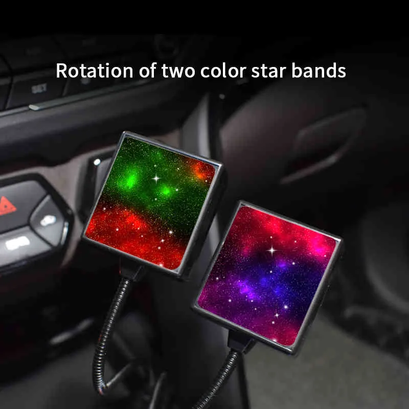 Car starry sky roof Three Mode Switching Dynamic Starry Sky Two Color Auto Rotating Car Roof Atmosphere Decoration Gift Light