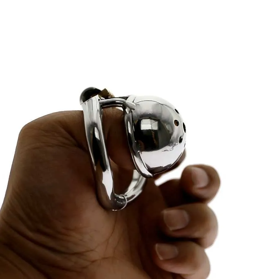Нержавеющая сталь Micro Chastity Device Небольшой размер Клетчатка петух с дугообразным петух кольцо секс игрушки мужчины целомудрию пояс BDSM игрушка P0826