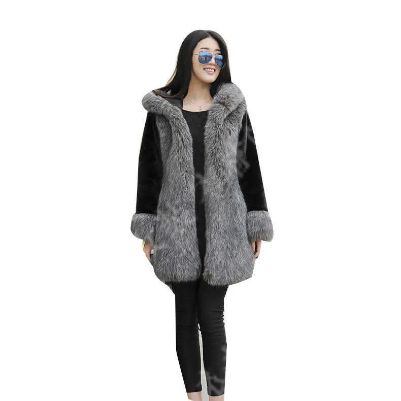 L455 faux LBACK fur coat women fur coats winter coats women 210816