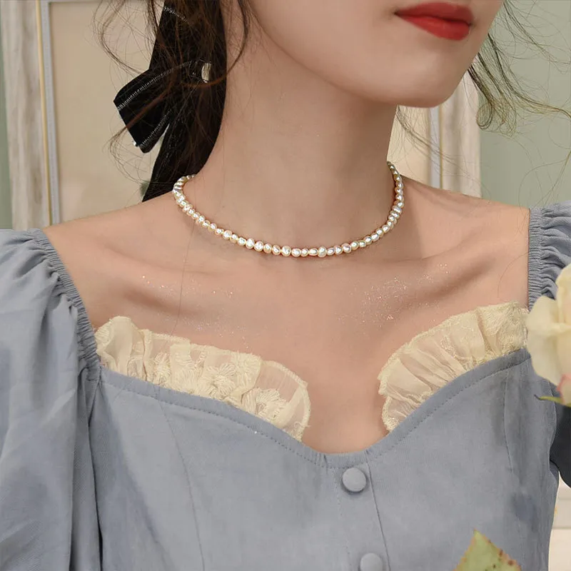 TIMEONLY Collier ras du cou en chaîne de perles d'imitation de luxe pour femmes, collier rétro, cadeau d'anniversaire, bijoux de Style japonais